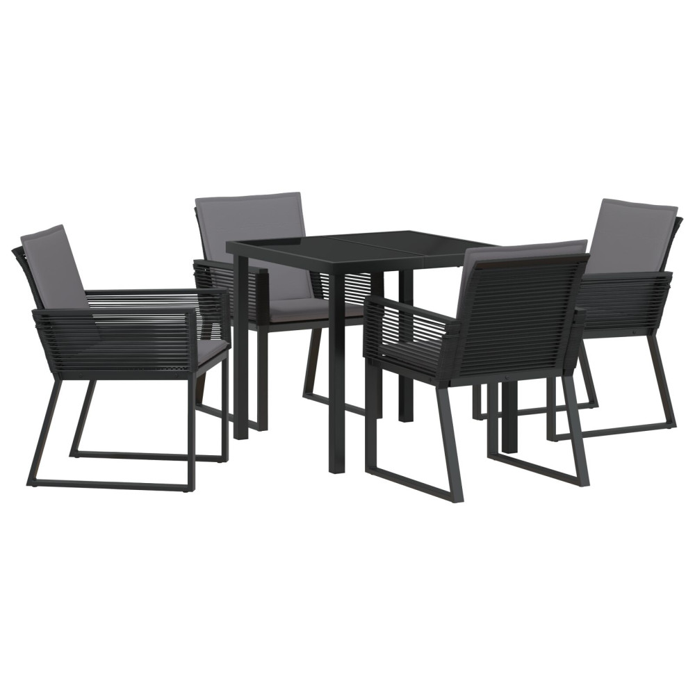 Produktbild för Trädgårdsmöbelset 5 pcs Svart Pulverlackerat stål