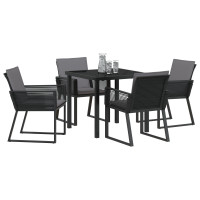 Produktbild för Trädgårdsmöbelset 5 pcs Svart Pulverlackerat stål