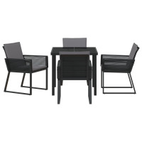 Produktbild för Trädgårdsmöbelset 5 pcs Svart Pulverlackerat stål