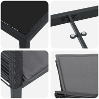 Produktbild för Trädgårdsmöbelset 5 pcs Svart Pulverlackerat stål