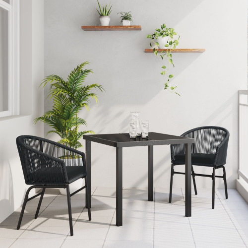 vidaXL Trädgårdsmöbelset 3 pcs Svart Pulverlackerat stål