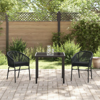 Produktbild för Trädgårdsmöbelset 3 pcs Svart Pulverlackerat stål