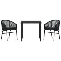 Produktbild för Trädgårdsmöbelset 3 pcs Svart Pulverlackerat stål