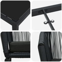 Produktbild för Trädgårdsmöbelset 3 pcs Svart Pulverlackerat stål