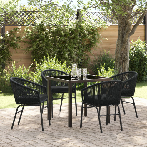vidaXL Trädgårdsmöbelset 5 pcs Svart Pulverlackerat stål