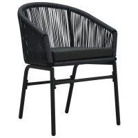 Produktbild för Trädgårdsmöbelset 5 pcs Svart Pulverlackerat stål