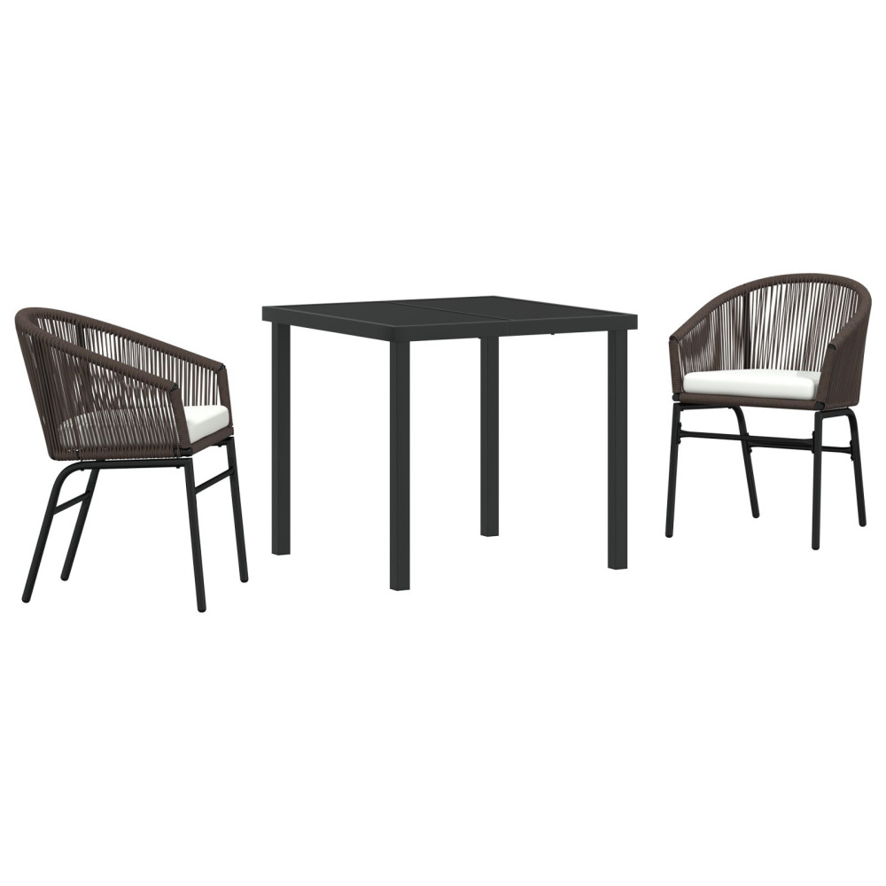 Produktbild för Trädgårdsmöbelset 3 pcs Brun Pulverlackerat stål