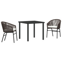 Produktbild för Trädgårdsmöbelset 3 pcs Brun Pulverlackerat stål