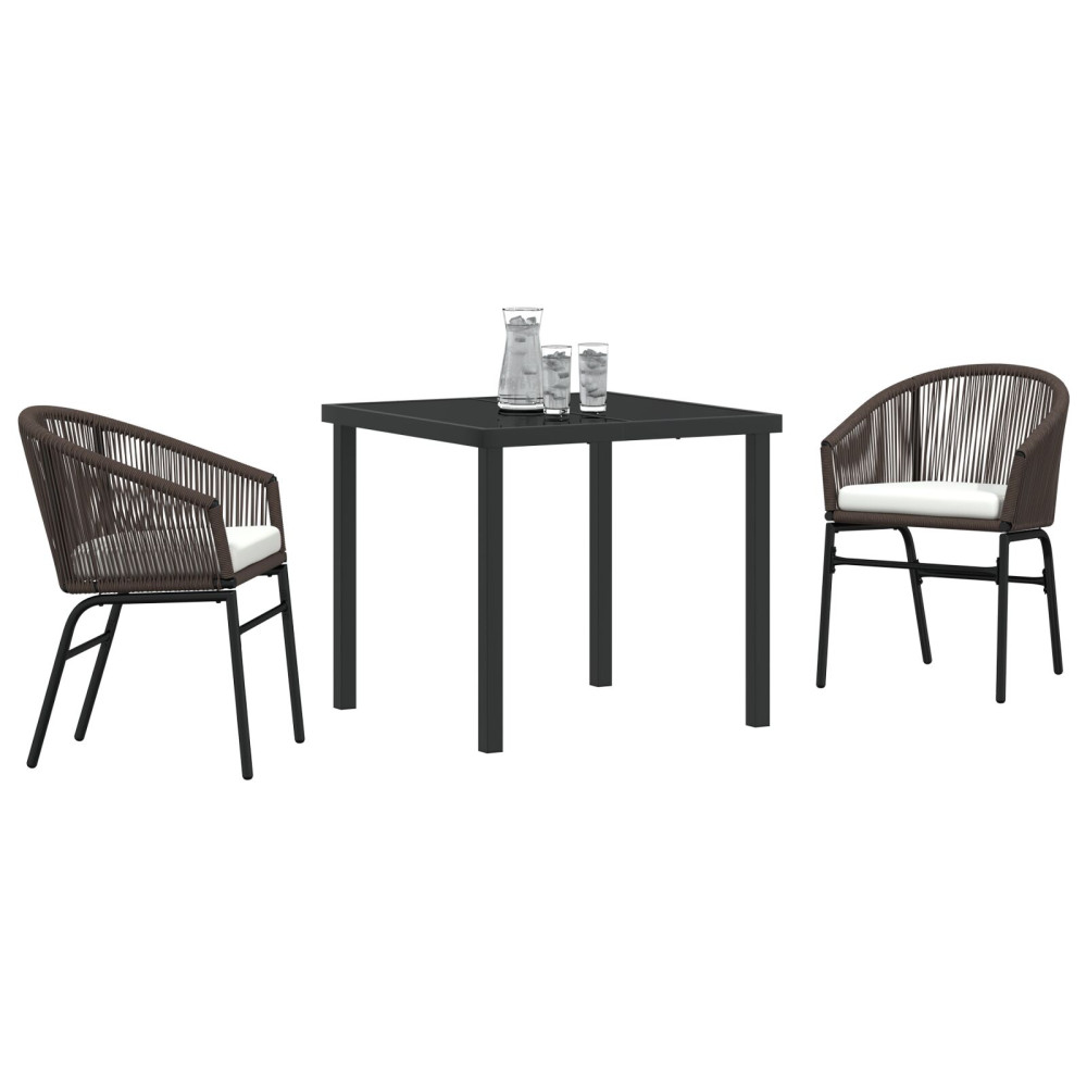 Produktbild för Trädgårdsmöbelset 3 pcs Brun Pulverlackerat stål