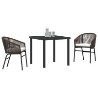 Produktbild för Trädgårdsmöbelset 3 pcs Brun Pulverlackerat stål