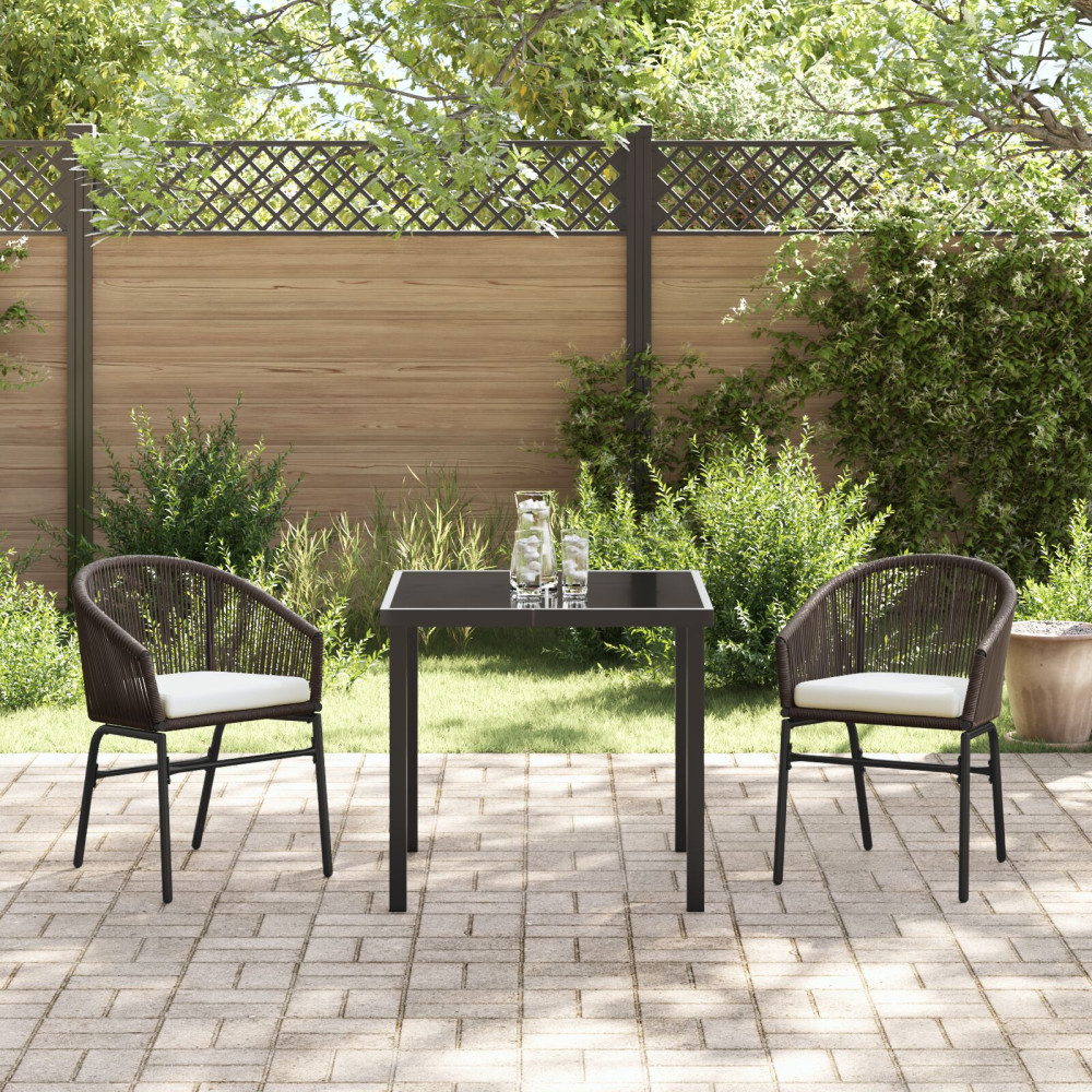 Produktbild för Trädgårdsmöbelset 3 pcs Brun Pulverlackerat stål