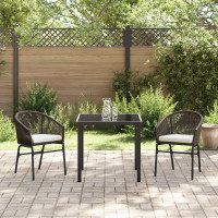 Produktbild för Trädgårdsmöbelset 3 pcs Brun Pulverlackerat stål