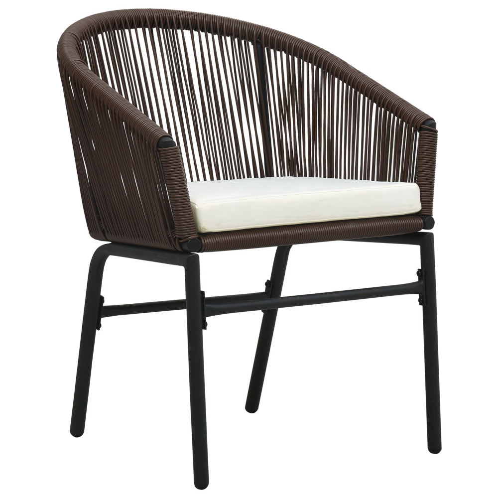 Produktbild för Trädgårdsmöbelset 3 pcs Brun Pulverlackerat stål