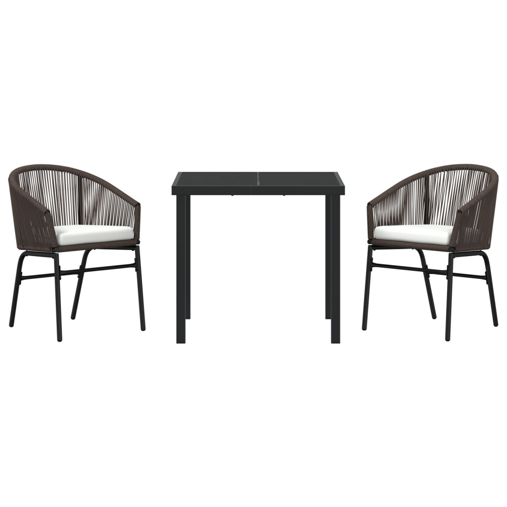Produktbild för Trädgårdsmöbelset 3 pcs Brun Pulverlackerat stål
