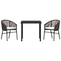 Produktbild för Trädgårdsmöbelset 3 pcs Brun Pulverlackerat stål