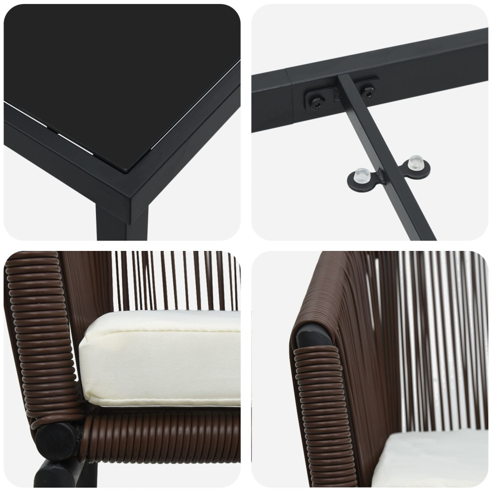 Produktbild för Trädgårdsmöbelset 3 pcs Brun Pulverlackerat stål