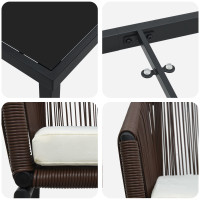 Produktbild för Trädgårdsmöbelset 3 pcs Brun Pulverlackerat stål