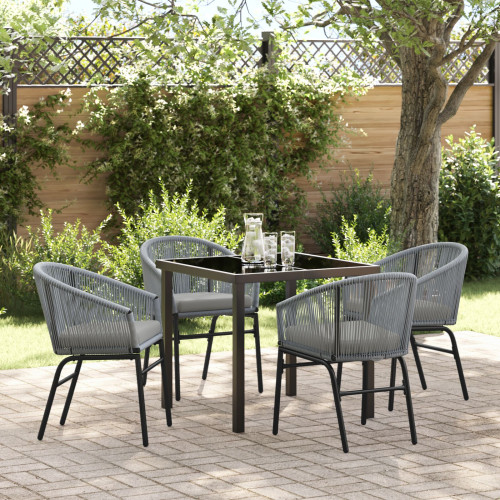 vidaXL Trädgårdsmöbelset 5 pcs Antracit Pulverlackerat stål