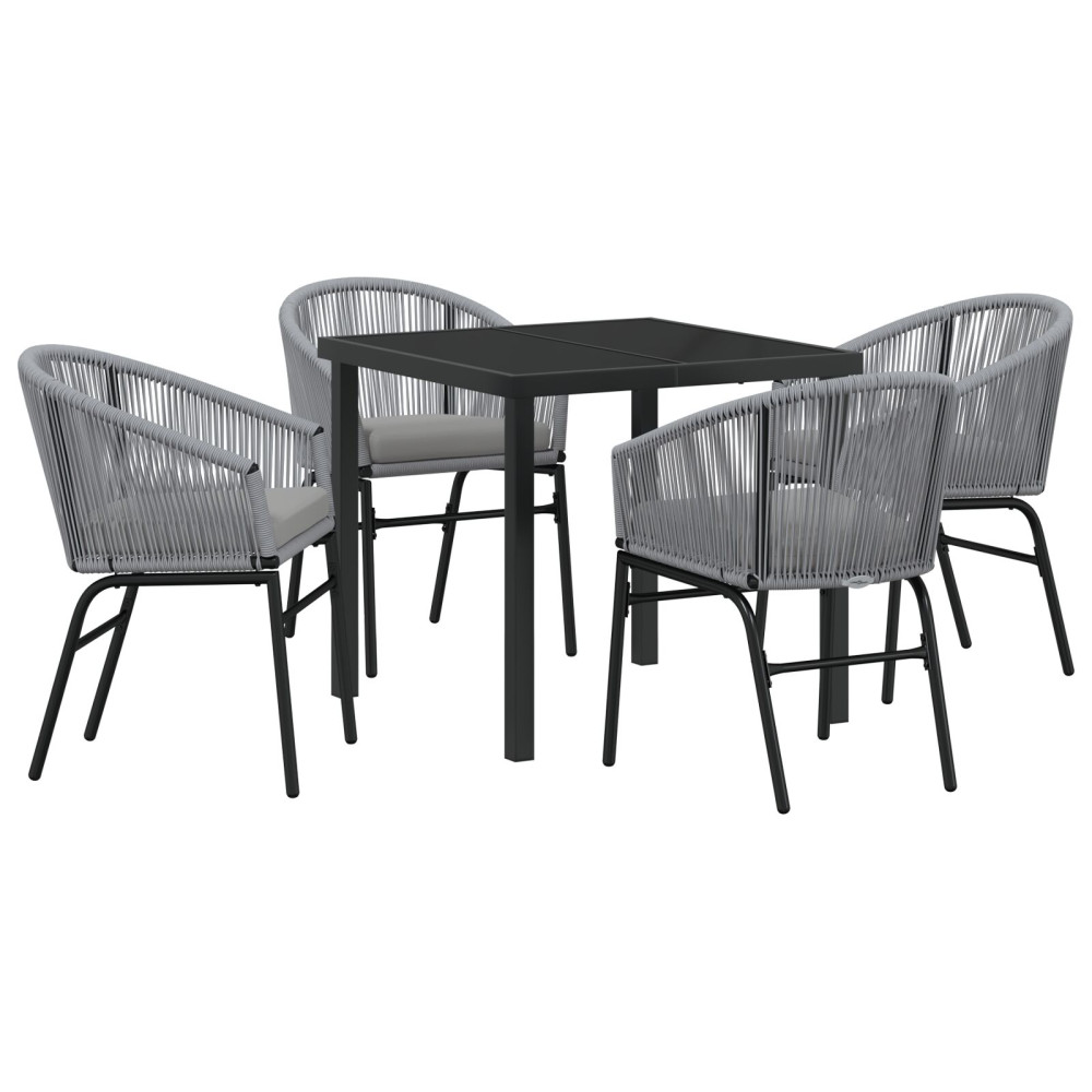 Produktbild för Trädgårdsmöbelset 5 pcs Antracit Pulverlackerat stål