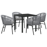 Produktbild för Trädgårdsmöbelset 5 pcs Antracit Pulverlackerat stål