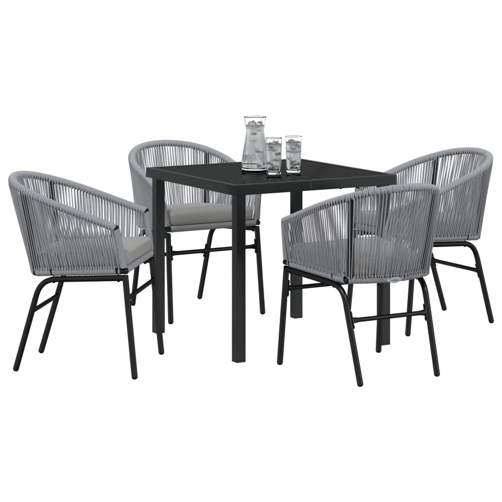 Produktbild för Trädgårdsmöbelset 5 pcs Antracit Pulverlackerat stål
