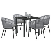 Produktbild för Trädgårdsmöbelset 5 pcs Antracit Pulverlackerat stål