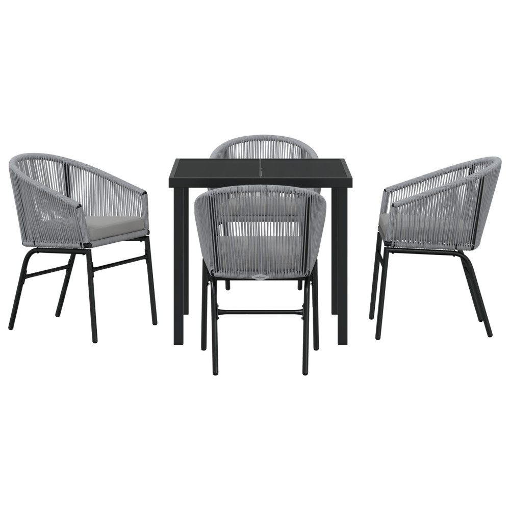 Produktbild för Trädgårdsmöbelset 5 pcs Antracit Pulverlackerat stål