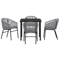 Produktbild för Trädgårdsmöbelset 5 pcs Antracit Pulverlackerat stål