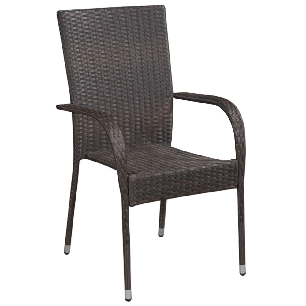 Produktbild för Trädgårdsmöbelset 5 pcs Brun Pulverlackerat stål