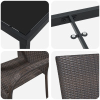 Produktbild för Trädgårdsmöbelset 5 pcs Brun Pulverlackerat stål