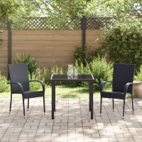 Produktbild för Trädgårdsmöbelset 3 pcs Svart Pulverlackerat stål