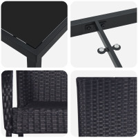 Produktbild för Trädgårdsmöbelset 3 pcs Svart Pulverlackerat stål