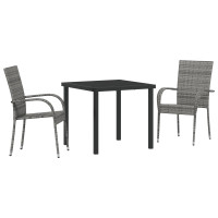 Produktbild för Trädgårdsmöbelset 3 pcs Grå Pulverlackerat stål
