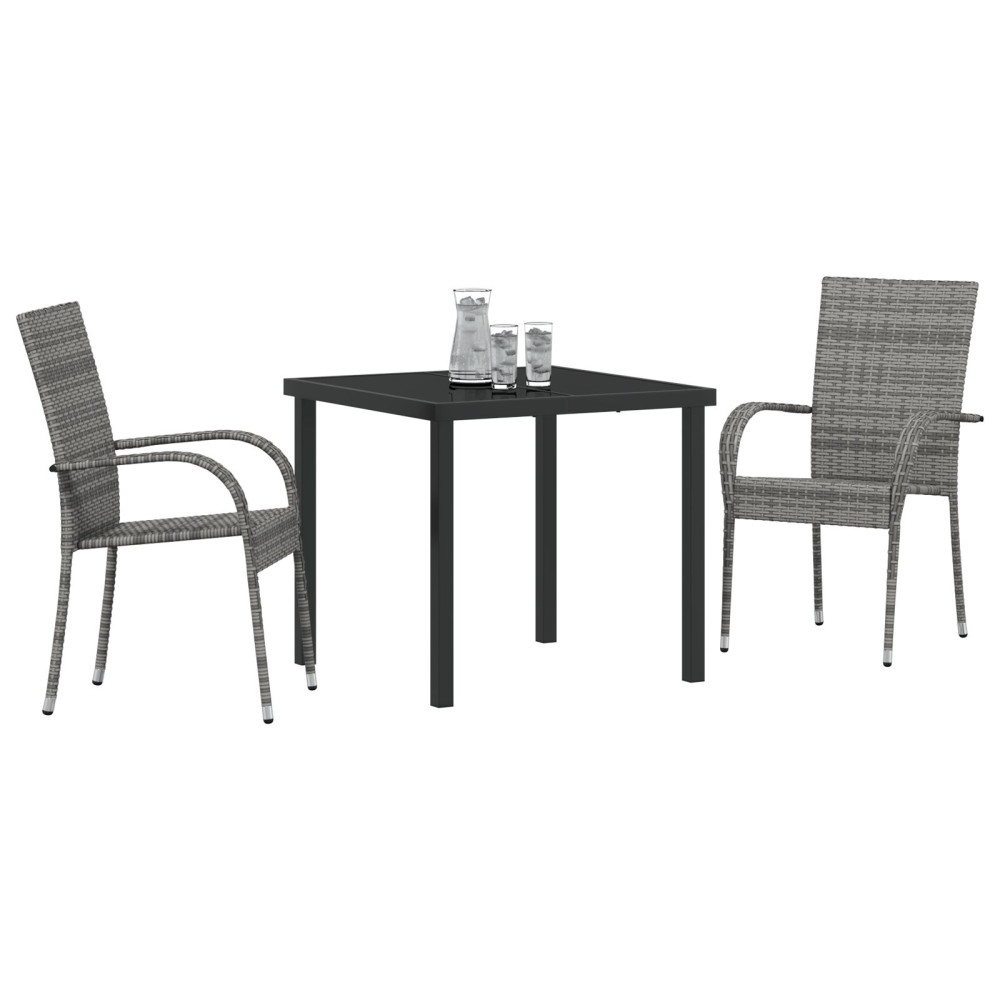 Produktbild för Trädgårdsmöbelset 3 pcs Grå Pulverlackerat stål