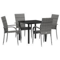 Produktbild för Trädgårdsmöbelset 5 pcs Grå Pulverlackerat stål