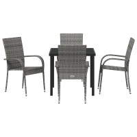 Produktbild för Trädgårdsmöbelset 5 pcs Grå Pulverlackerat stål