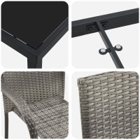 Produktbild för Trädgårdsmöbelset 5 pcs Grå Pulverlackerat stål