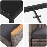 Produktbild för Trädgårdsmöbelset med kudde 3 pcs Grå Pulverlackerat stål