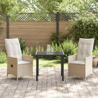 Produktbild för Trädgårdsmöbelset med kudde 3 pcs Beige konstrotting