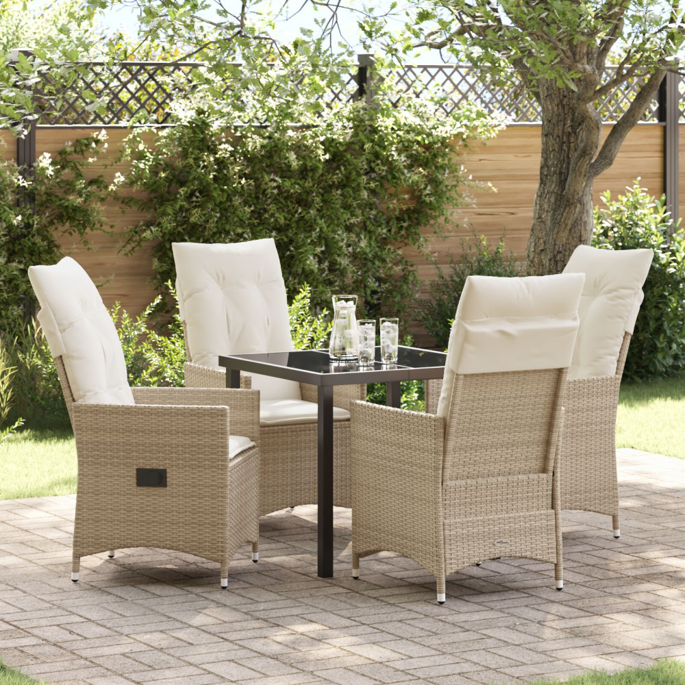 Produktbild för Trädgårdsmöbelset med kudde 5 pcs Beige konstrotting