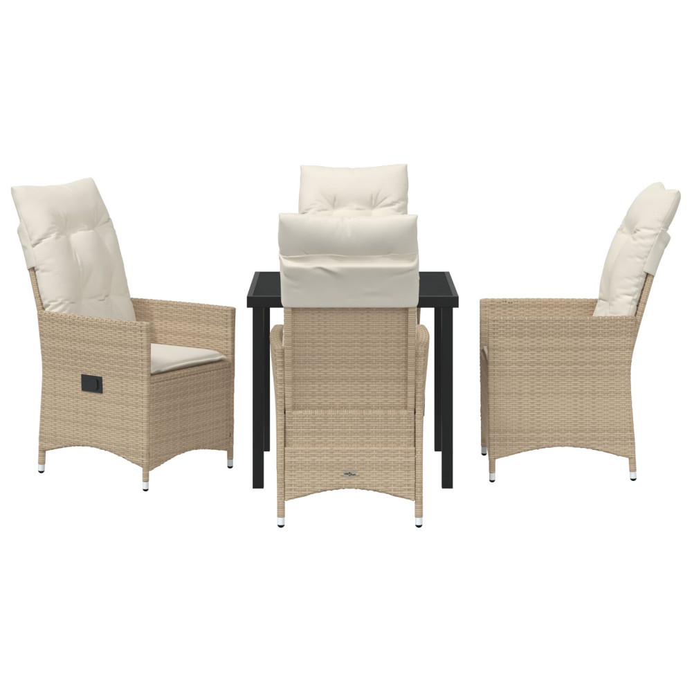 Produktbild för Trädgårdsmöbelset med kudde 5 pcs Beige konstrotting