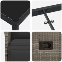 Produktbild för Trädgårdsmöbelset med kudde 3 pcs Grå konstrotting