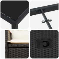 Produktbild för Trädgårdsmöbelset med kudde 3 pcs Svart konstrotting