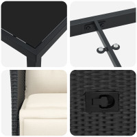Produktbild för Trädgårdsmöbelset med kudde 3 pcs Svart konstrotting