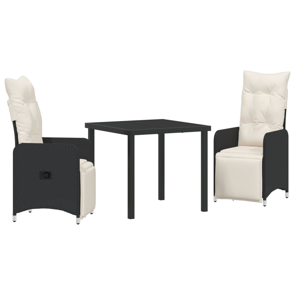 Produktbild för Trädgårdsmöbelset 3 pcs Svart konstrotting
