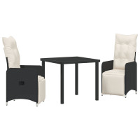 Produktbild för Trädgårdsmöbelset 3 pcs Svart konstrotting