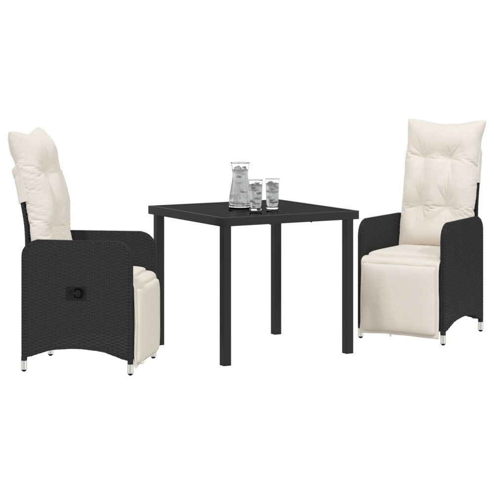 Produktbild för Trädgårdsmöbelset 3 pcs Svart konstrotting