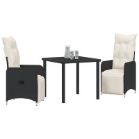 Produktbild för Trädgårdsmöbelset 3 pcs Svart konstrotting