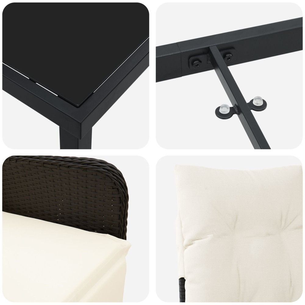 Produktbild för Trädgårdsmöbelset 3 pcs Svart konstrotting