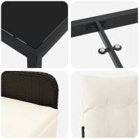 Produktbild för Trädgårdsmöbelset 3 pcs Svart konstrotting